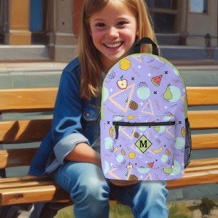 Fruit Memphis Purple Pattern Printed Backpack
