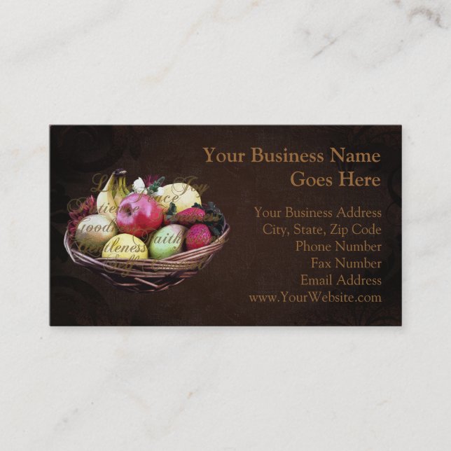 Fruit of the Spirit, Painted Brown Basket Business Card (Front)