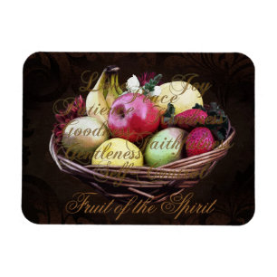 Fruit of the Spirit, Painted Brown Basket Magnet