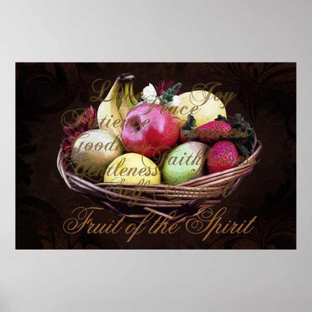 Fruit of the Spirit, Painted Brown Basket Poster (Front)