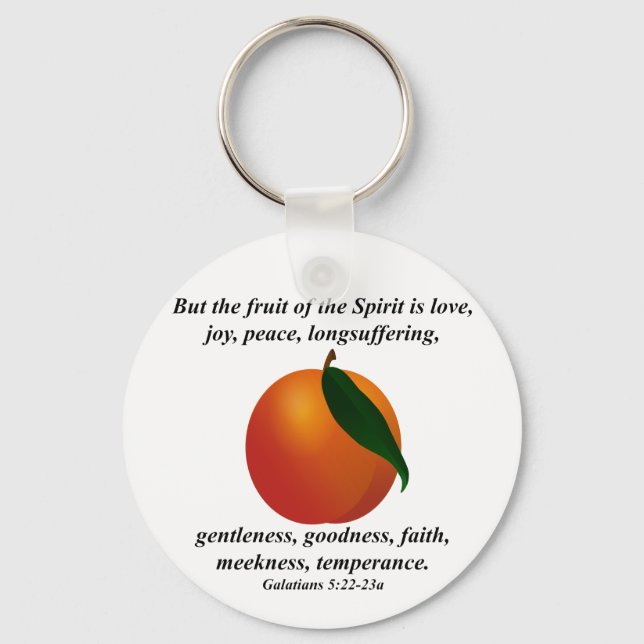 Fruit of the Spirit Peach / Apricot Bible Verse Key Ring (Front)