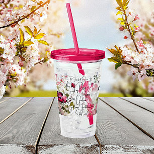 Fruit of the Spirit pink floral Acrylic Tumbler