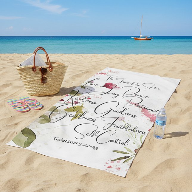 Fruit of the Spirit pink floral Beach Towel (Creator Uploaded)