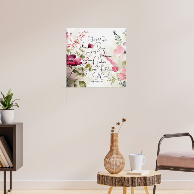 Fruit of the spirit pink floral poster (Living Room 3)
