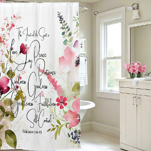 Fruit of the Spirit pink floral Shower Curtain
