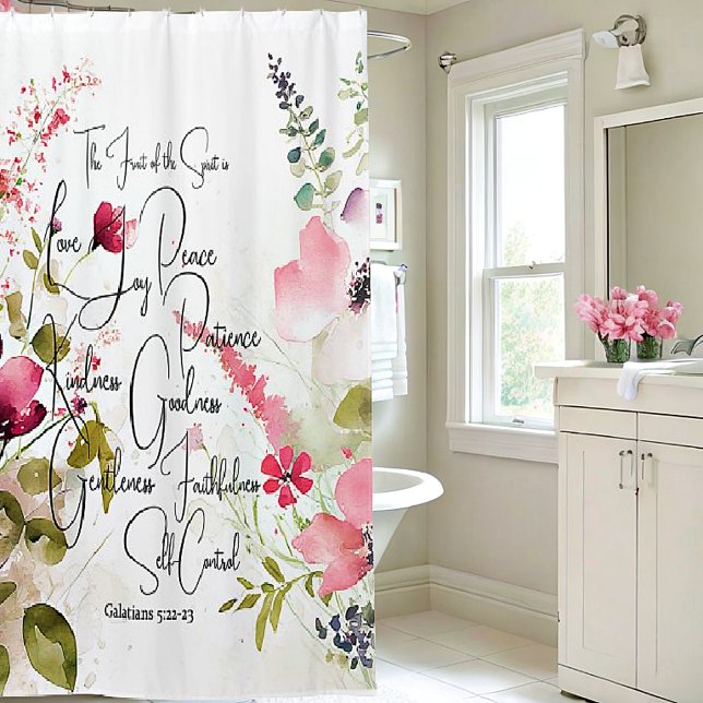 Fruit of the Spirit pink floral Shower Curtain (Creator Uploaded)
