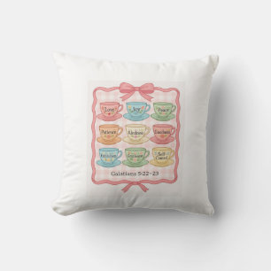 Fruit of the Spirit pink tea cups Cushion