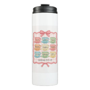 Fruit of the Spirit pink tea cups water bottle