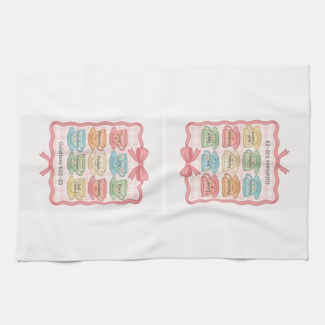 Fruit of the Spirit pink  Tea Towel (Horizontal)