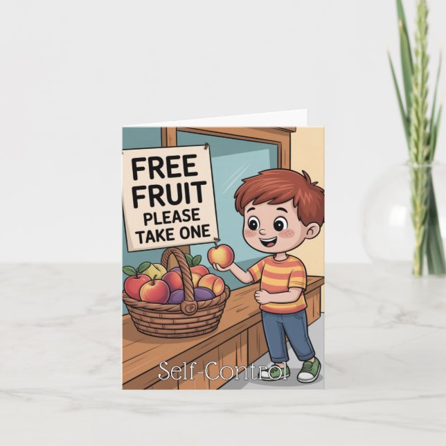 Fruit of the Spirit:Self-Control Kid's Card (Front)