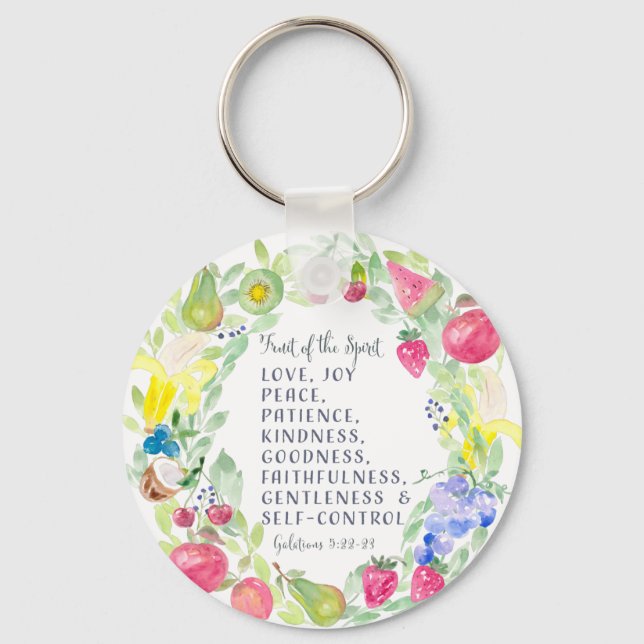 Fruit Of the Spirit Watercolor Artwork Key Ring (Front)