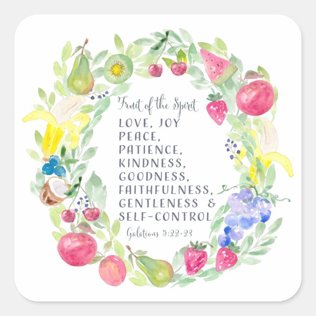 Fruit Of the Spirit Watercolor Artwork Square Sticker (Front)