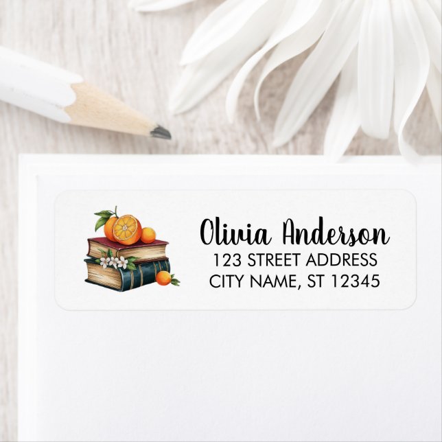 Fruit Orange and books Return Address Label       (Insitu)