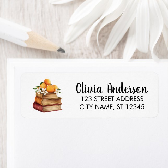 Fruit Orange and books Return Address Label       (Insitu)