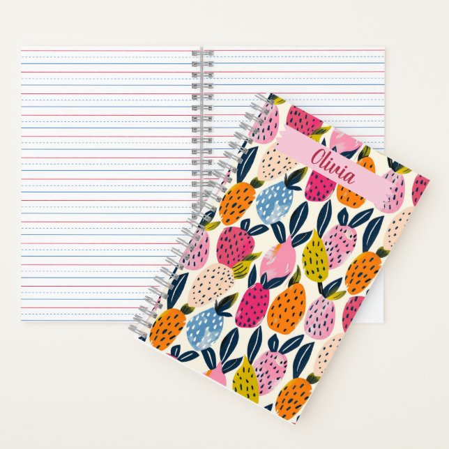 Fruit Pattern Notebook, Personalised, Creativen Notebook (Inside)