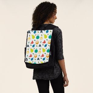 Fruit Pattern, Plum, Orange, Lemon, Pear, Apple Backpack