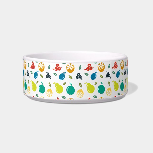 Fruit Pattern, Plum, Orange, Lemon, Pear, Apple Bowl (Front)