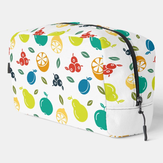 Fruit Pattern, Plum, Orange, Lemon, Pear, Apple Dopp Kit (Right Corner)