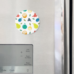 Fruit Pattern, Plum, Orange, Lemon, Pear, Apple Magnet