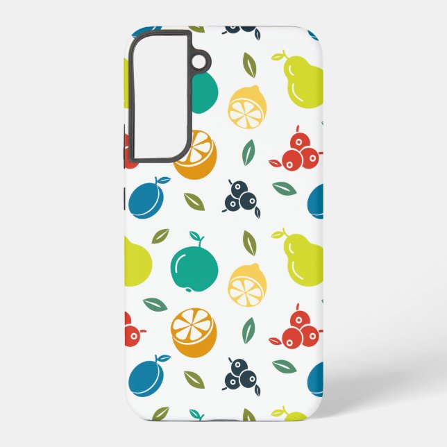 Fruit Pattern, Plum, Orange, Lemon, Pear, Apple Samsung Galaxy S22+ Case (Back)