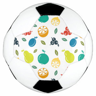 Fruit Pattern, Plum, Orange, Lemon, Pear, Apple Soccer Ball