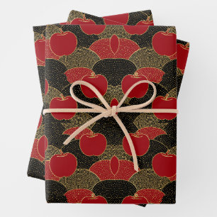Fruit Pattern   Red Apples Wrapping Paper Sheet