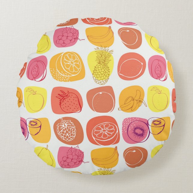 Fruit pattern round cushion (Front)