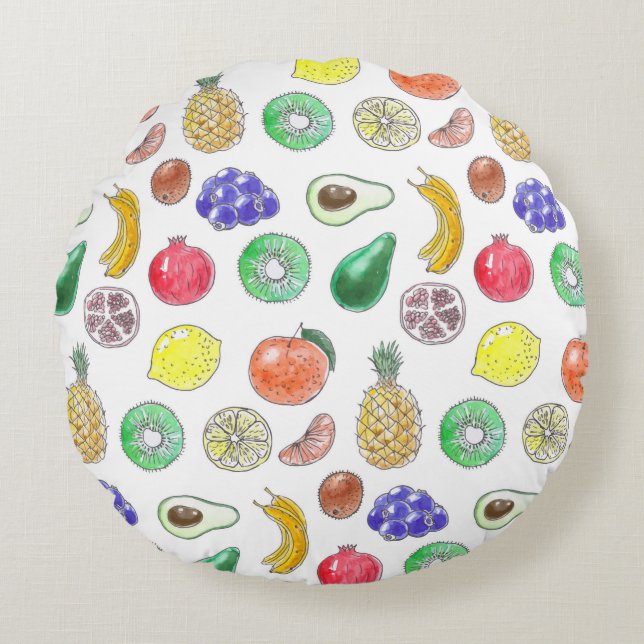 Fruit pattern round cushion (Front)