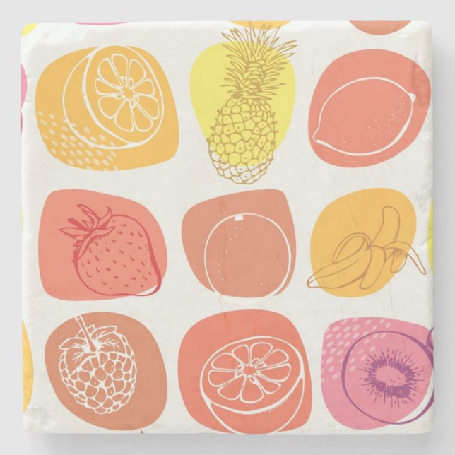 Fruit pattern stone coaster (Front)