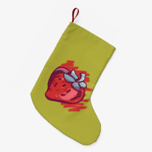 Fruit Pattern Strawberries on gold Party Stuff Small Christmas Stocking