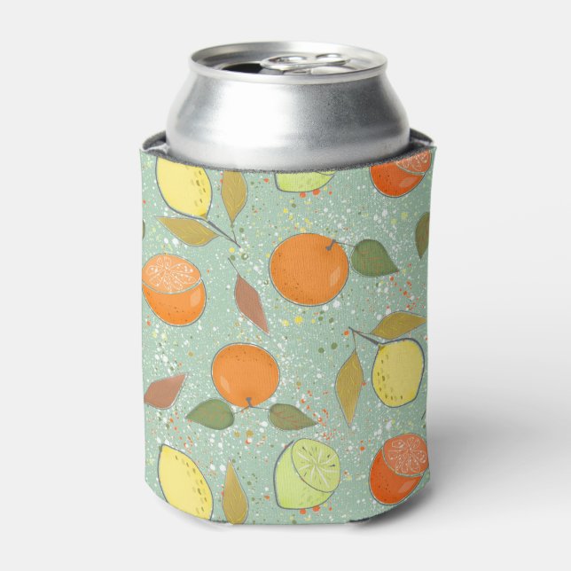 Fruit pattern with lemons, oranges can cooler (Can Front)