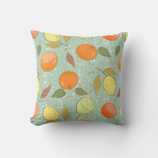 Fruit pattern with lemons, oranges cushion (Front)