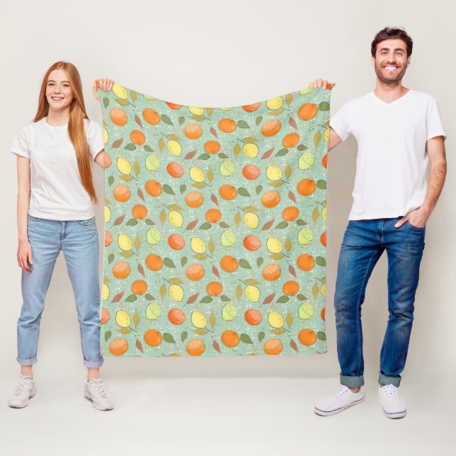 Fruit pattern with lemons, oranges fleece blanket (In Situ)
