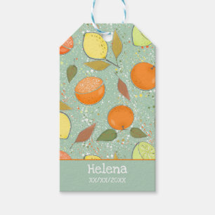 Fruit pattern with lemons, oranges gift tags