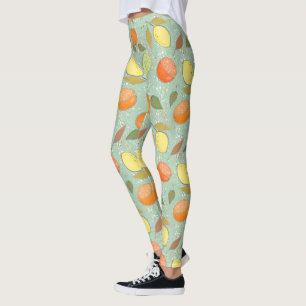Fruit pattern with lemons, oranges leggings