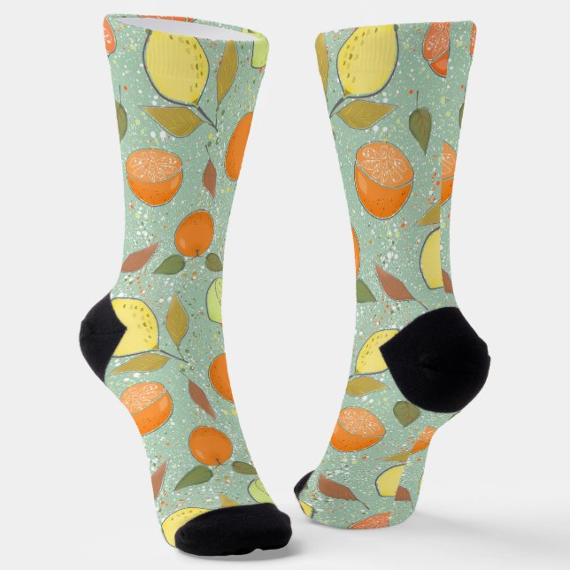 Fruit pattern with lemons, oranges socks (Angled)