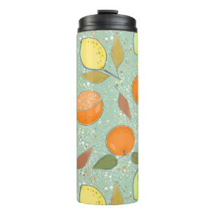 Fruit pattern with lemons, oranges thermal tumbler