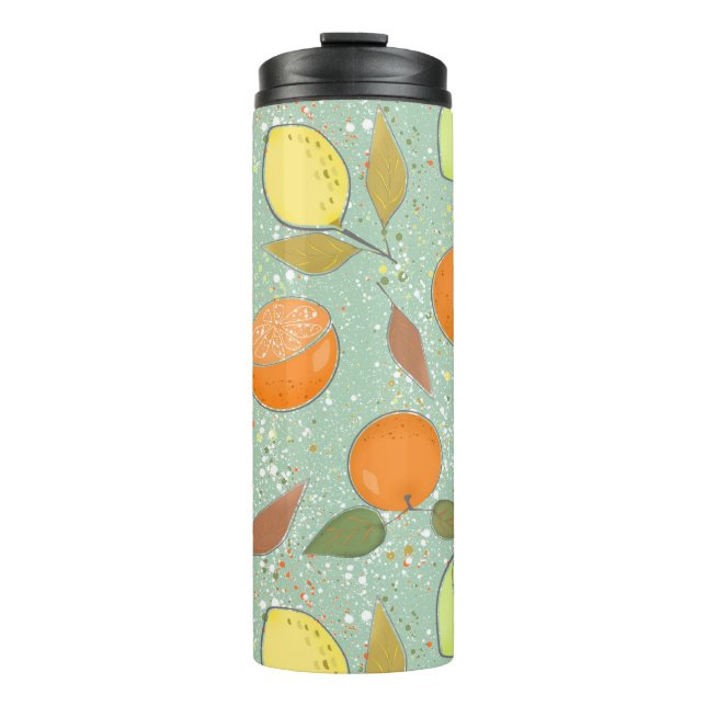 Fruit pattern with lemons, oranges thermal tumbler (Front)