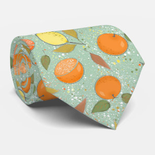 Fruit pattern with lemons, oranges tie