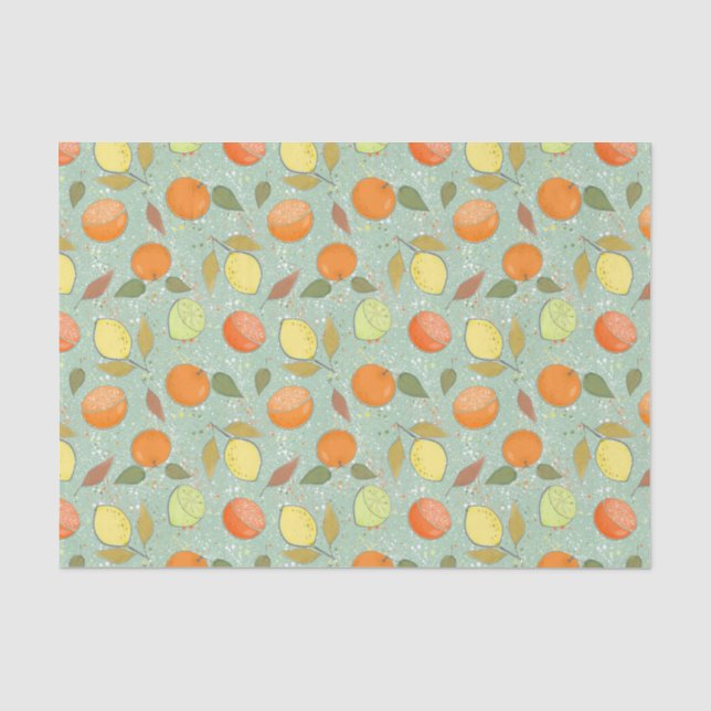 Fruit pattern with lemons, oranges tissue paper (Front)