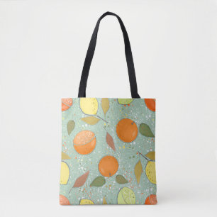 Fruit pattern with lemons, oranges tote bag