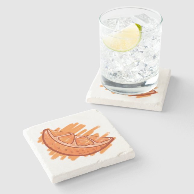 Fruit Patterns Blood Orange Stone Coaster (Side)
