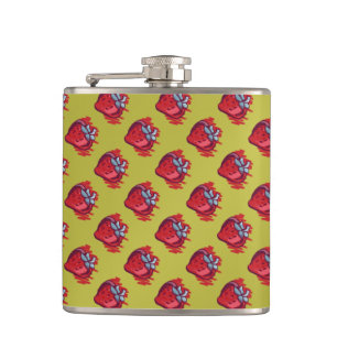 Fruit Patterns Strawberries on gold for Him Hip Flask