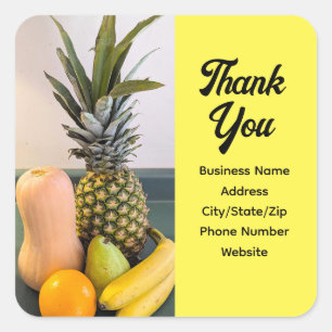 Fruit Photo Thank You Customer Appreciation Yellow Square Sticker