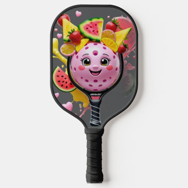 Fruit Pickleball Party – Cute Kawaii Paddle with S (Front)