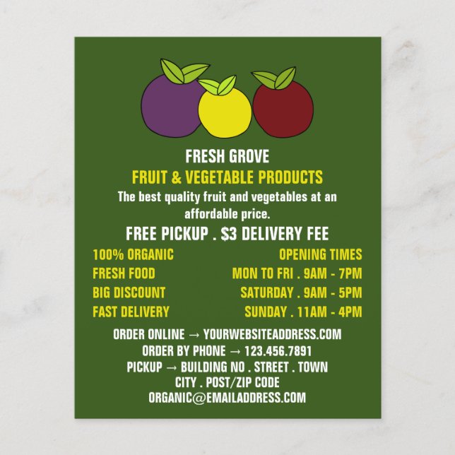 Fruit Plums, Greengrocers Advertising Flyer (Front)