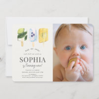 Fruit Popsicle Watercolor 1st Birthday Photo