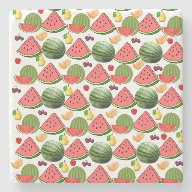 Fruit Salad Marble Stone Coaster (Front)