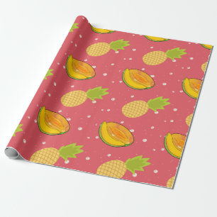 fruit salad : pineapple and papaya fruit pattern wrapping paper