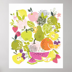 Fruit salad; summer fruit collage  poster